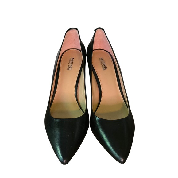 Michael Kors Black Leather Pointed Toe Heels Pumps Classic Dress Shoes Size 8 - Picture 1 of 7